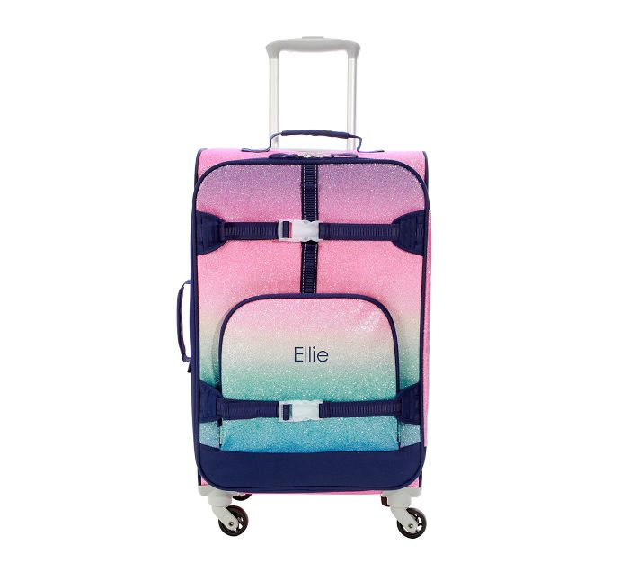 Mackenzie Rainbow Ombre Sparkle Glitter Spinner Luggage | Pottery Kids