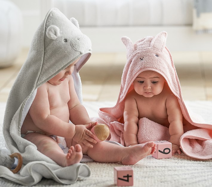 Animal Baby Hooded Towel and Washcloth Sets | Pottery Barn Kids