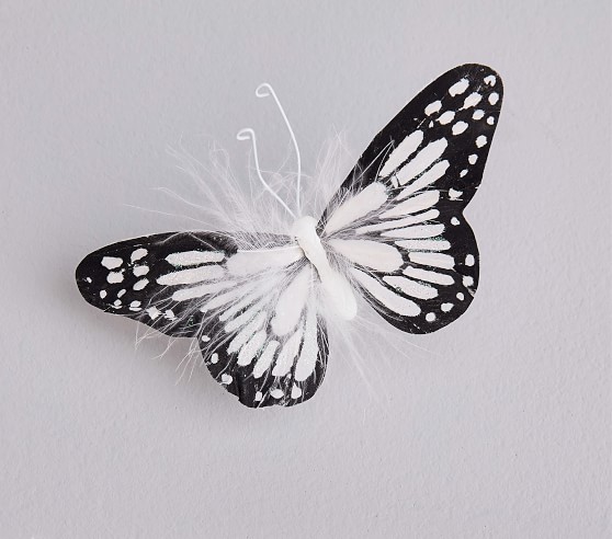 Monique Lhuillier Black & White Feather Butterflies, Set of 10 ...