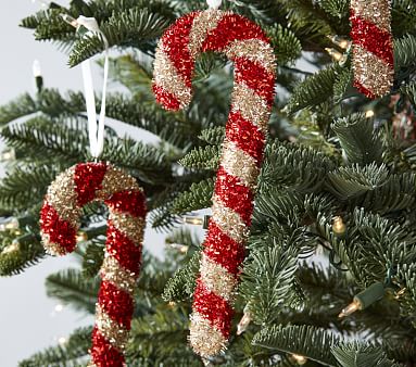 Shatterproof Tinsel Candy Cane Ornaments | Pottery Barn Kids