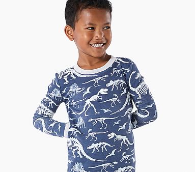 Glow-in-the-Dark Dino Bones Tight Fit Kids Pajamas | Pottery Barn Kids