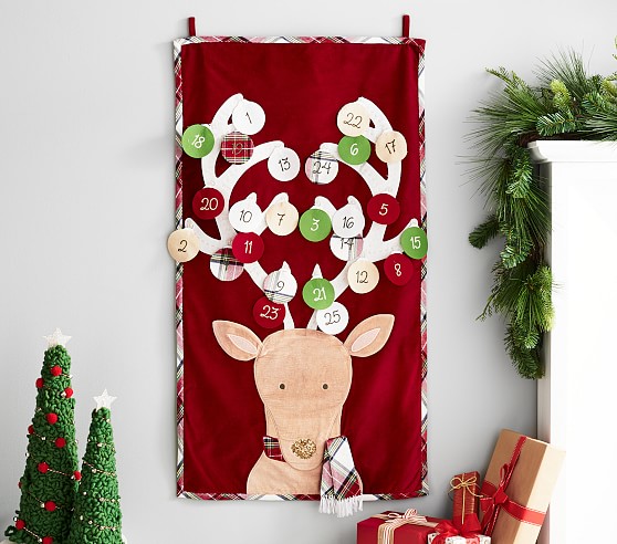 PB x pbk Classic Velvet Reindeer Advent Calendar | Pottery Barn Kids