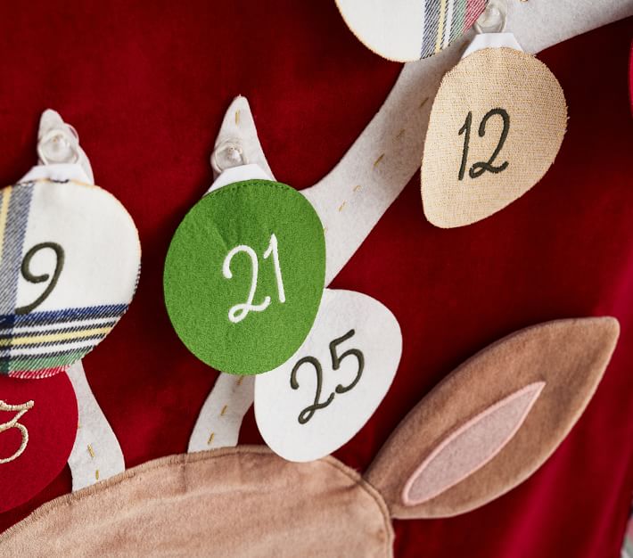 PB x pbk Classic Velvet Reindeer Advent Calendar Pottery Barn Kids