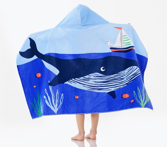 Whale Boat Kid Beach Hooded Towel 