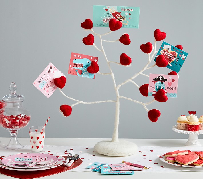 Felted Wool Heart Tree Decor With Clips