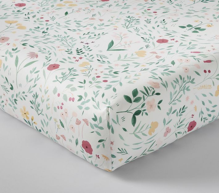 Chris Loves Julia Prairie Floral Organic Crib Fitted Sheet Pottery
