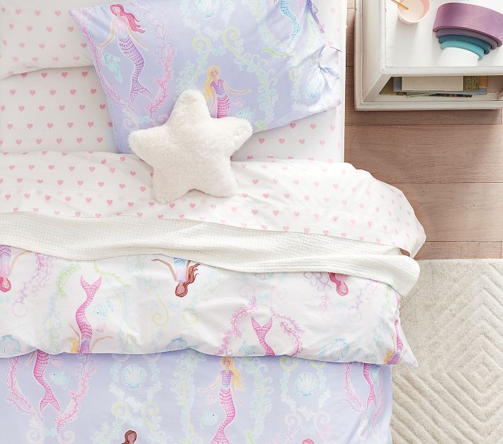 Bailey Mermaid Organic Reversible Duvet & Shams Pottery Barn Kids