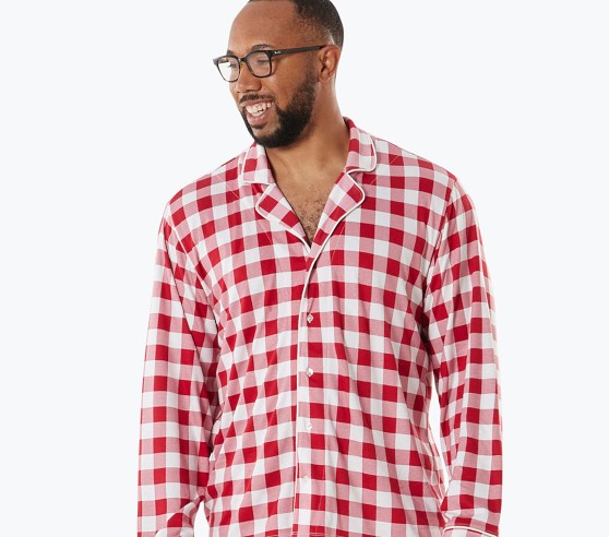 Adult Silky Tencel Check Pajama Set | Pottery Barn Kids