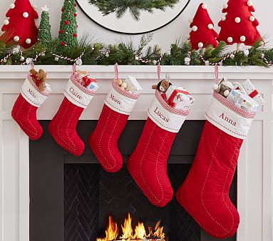 Medium Solid Quilted Christmas Stocking | Pottery Barn Kids