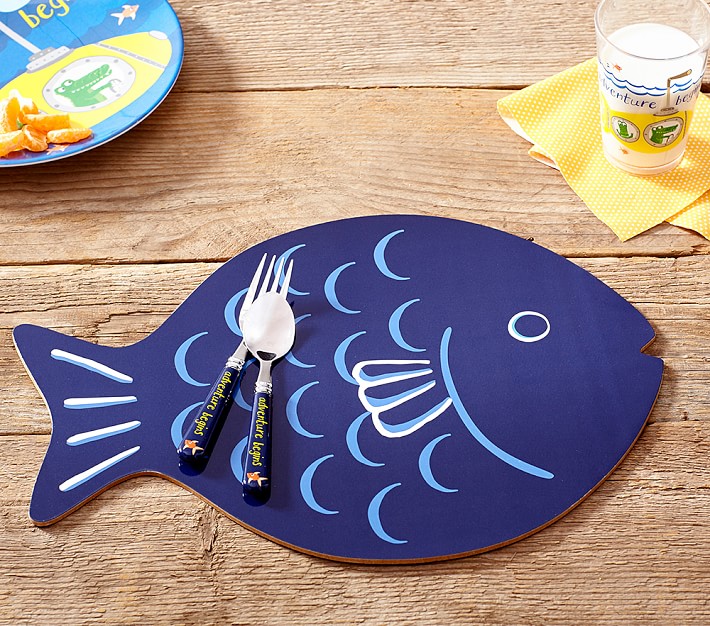 Navy Fish Cork Kids Placemat Pottery Barn Kids