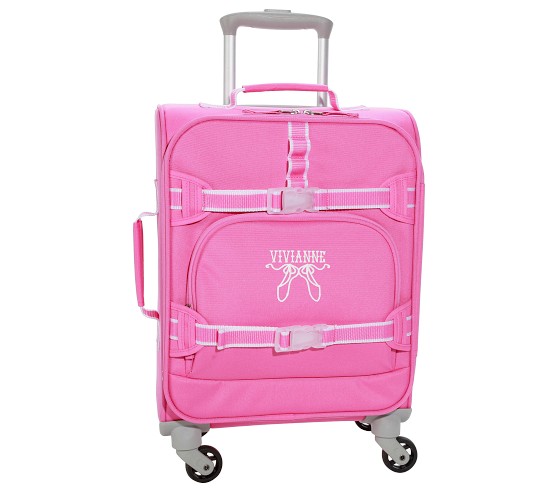 Mackenzie Bright Pink Solid Spinner Luggage | Pottery Barn Kids