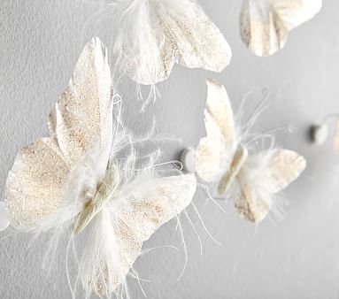 Rosegold Feather Butterflies | Kids Wall Decor | Pottery Barn Kids