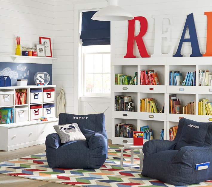 Navy Contrast Border Canvas Storage | Kids Storage | Pottery Barn Kids