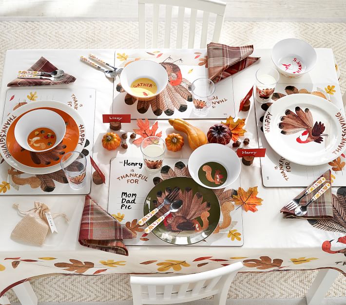 Fall Turkey Thankful Cork Kids Placemat Thanksgiving Kids Table