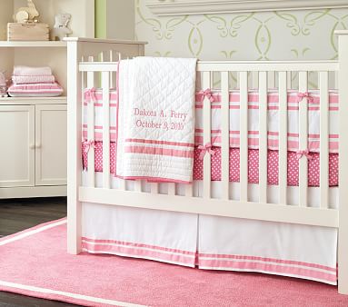 Bright Pink Mini Dot Crib Sheets | Pottery Barn Kids