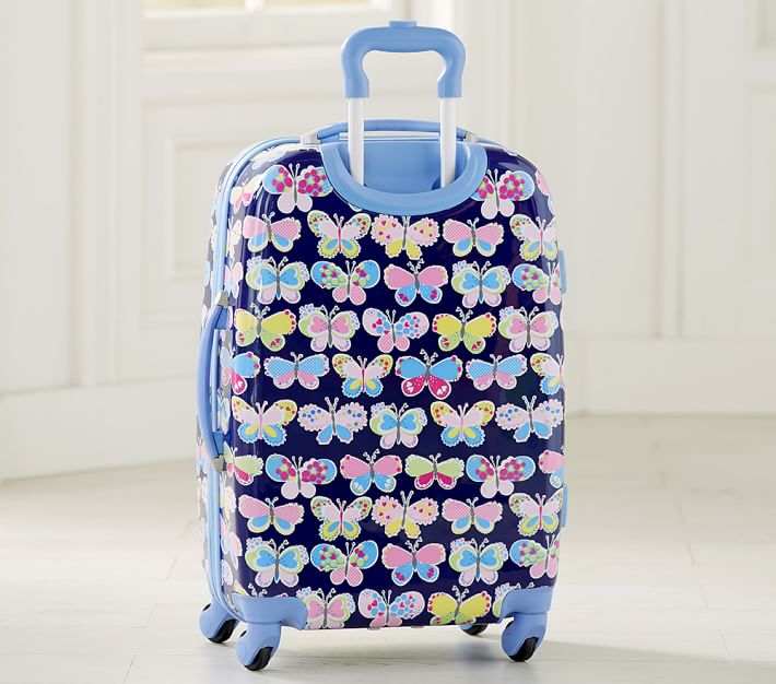 Navy Multicolor Heart Hard Sided Spinner Kids Luggage