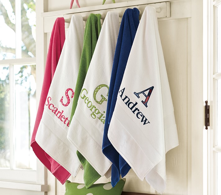 Personalized Appliqué Essential Bath Towels Pottery Barn Kids