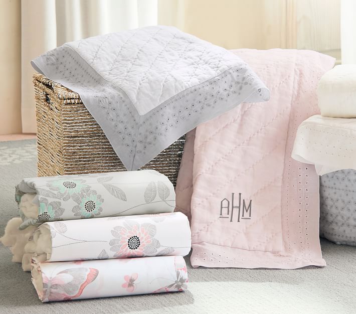 Belgian Flax Linen Eyelet Baby Bedding Crib Bedding Pottery Barn Kids