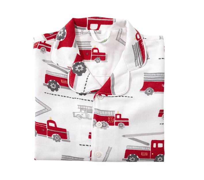 Firetruck Kids Flannel Pajama | Pottery Barn Kids