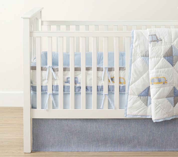 Linen Blend Crib Skirt | Pottery Barn Kids