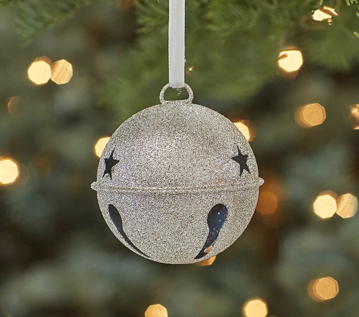 Classic Silver Glitter Christmas Ornaments 