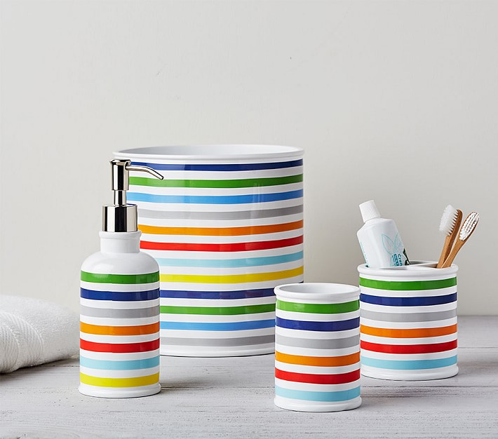Rainbow Stripe Kids Bathroom Set Pottery Barn Kids