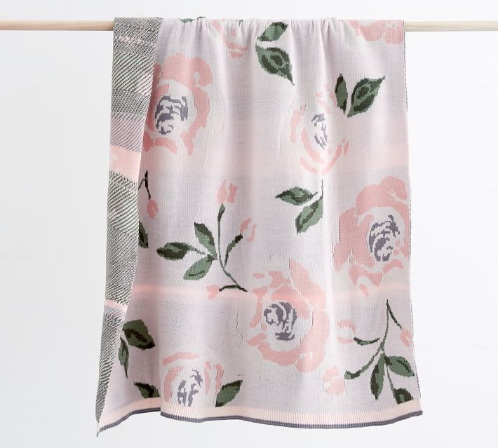 Meredith Knit Floral Baby Blanket Pottery Barn Kids