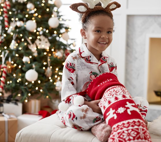 Heritage Santa Kids Flannel Pajama | Pottery Barn Kids