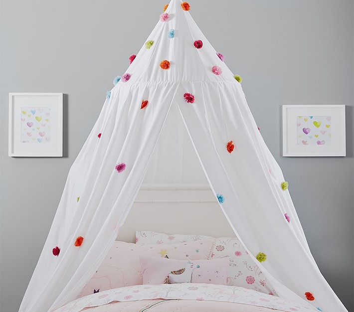 Rainbow Pom Pom Bed Canopy Pottery Barn Kids