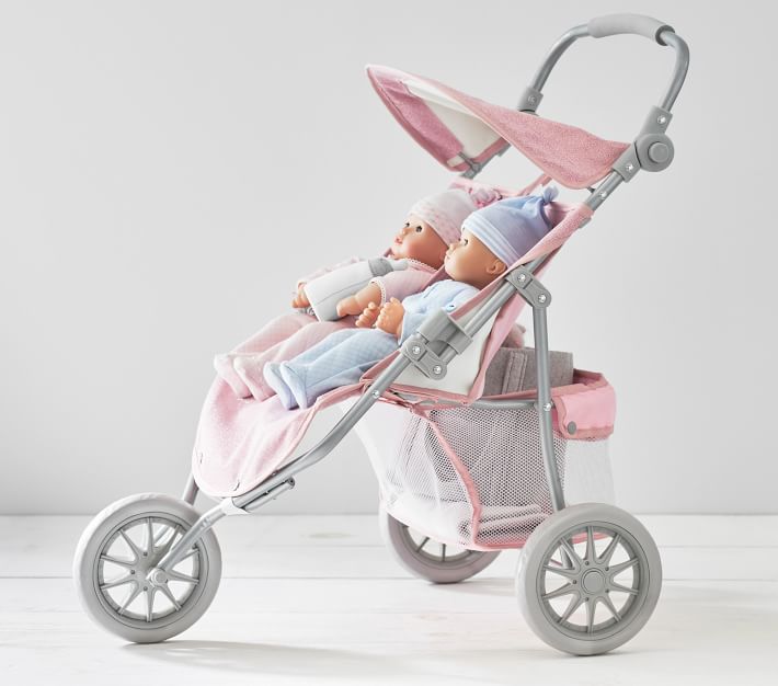 Pink Glitter Twin Baby Dolls Jogging Stroller Doll Accessories Pottery Barn Kids