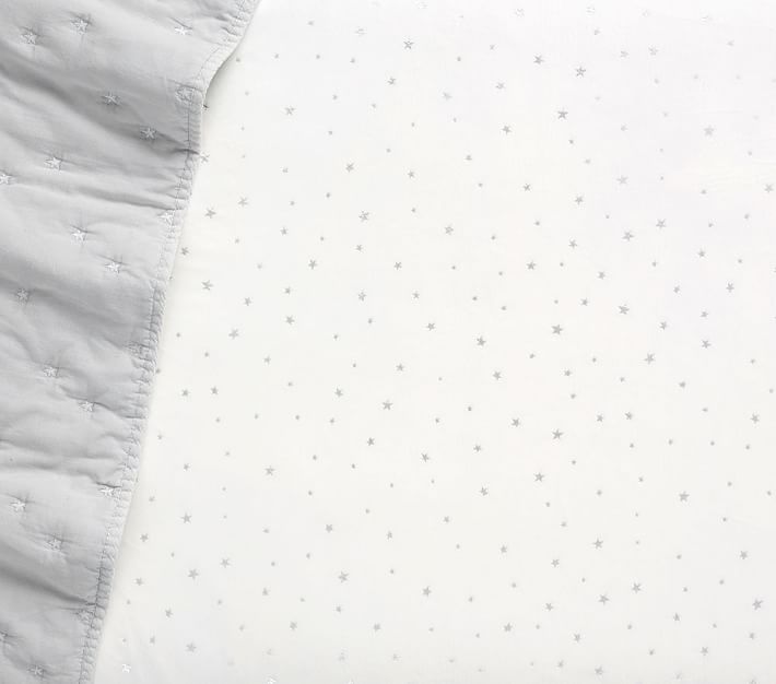 Organic Skye & Chamois Metallic Star Crib Sheets Bundle Set of 2