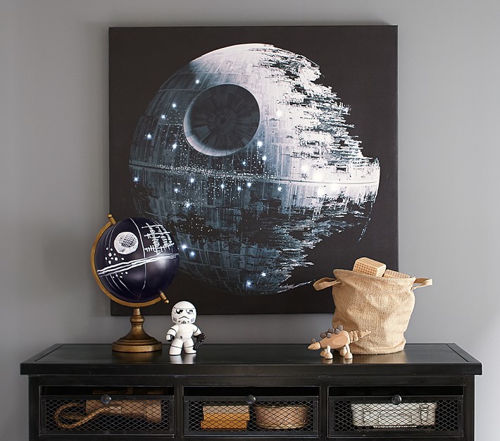 Chromatisch Honderd jaar Natte sneeuw Star Wars™ Death Star™ LED Stretched Canvas Wall Art | Pottery Barn Kids