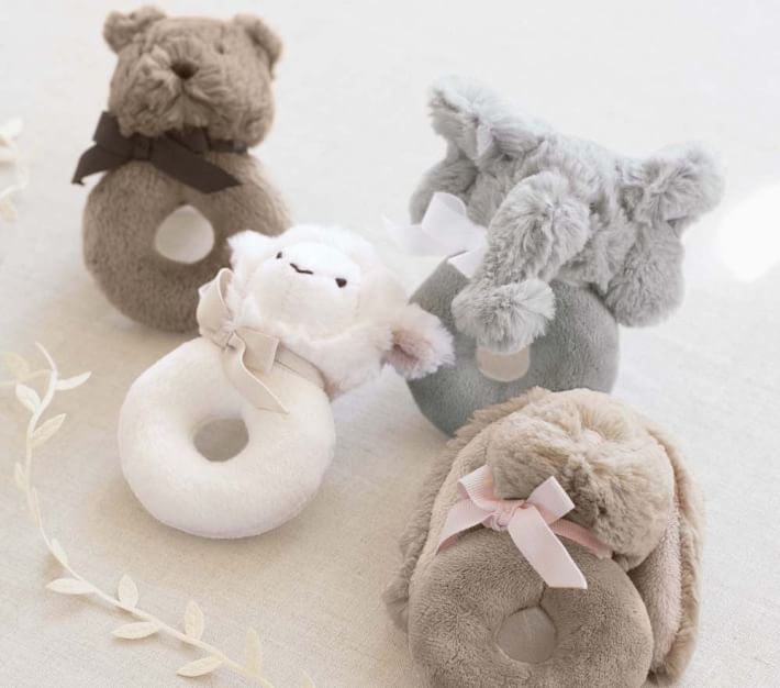 Bear Plush Thumbie & Rattle Baby Blanket Pottery Barn Kids