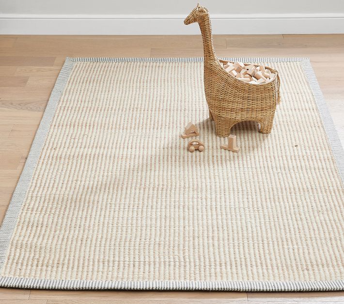 Chenille Jute Striped Border Rug Pottery Barn Kids