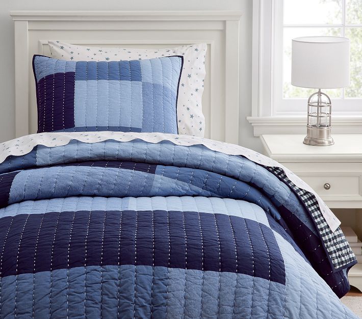 Handcrafted Denim Patchwork Quilt & Shams Pottery Barn Kids