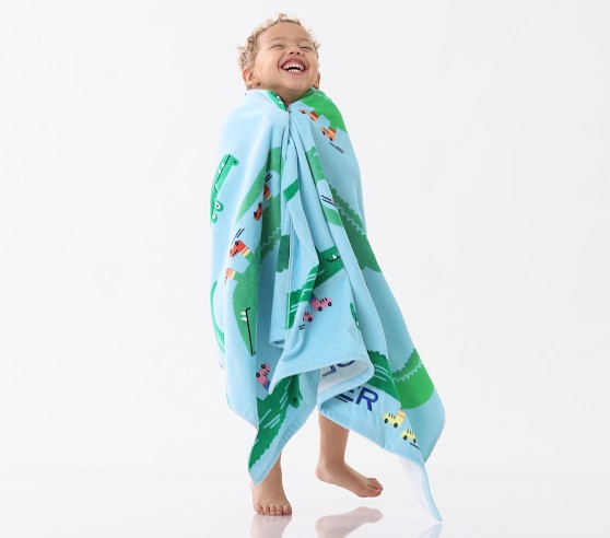 Alligator Allover Kid Beach Towel | Pottery Barn Kids