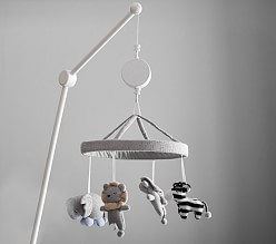 Knit Animal Friends Gray Musical Baby Crib Mobile