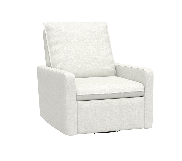 Open Box Paxton Power Swivel Glider & Recliner, Basketweave Slub Ivory