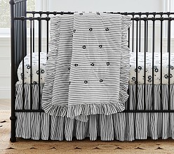 Emily & Meritt Striped Ruffle Embroidered Baby Quilt