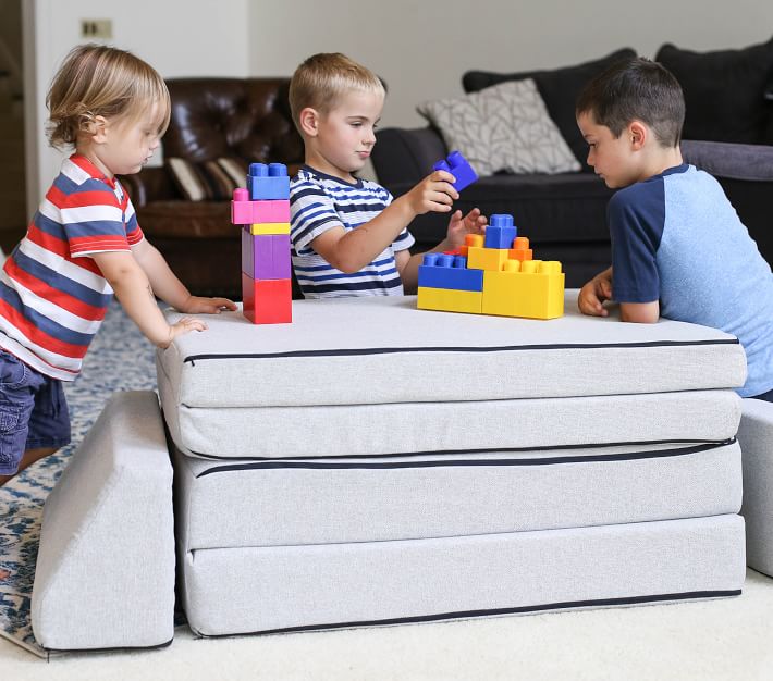 Foamnasium x PBK Blocksy Heathered Basketweave Kids Couch Pottery