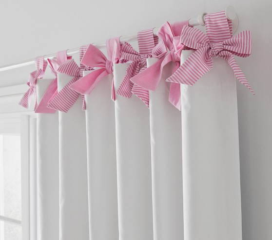 Oxford Stripe Bow Top Blackout Curtain Panel | Pottery Barn Kids