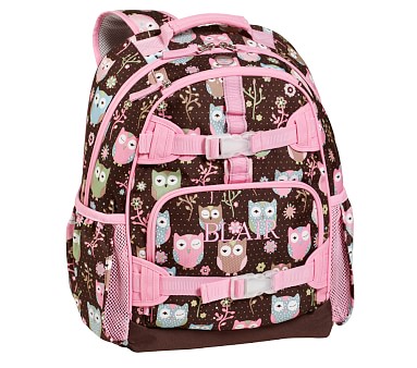 Pottery Barn Kids Owls Pink Backpack with Lunch Box Monogrammed