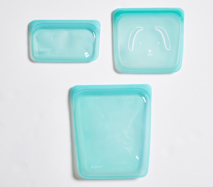 Stasher Reusable Silicone Storage Bag, Food Storage Container, Microwave  and Dishwasher Safe, Leak-free, Bundle 4-Pack Small, Aqua