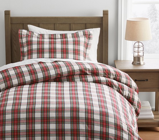 Stewart Plaid Flannel Duvet Cover & Shams | Pottery Barn Kids