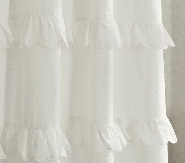 LoveShackFancy Eyelet Ruffled Shower Curtain Pottery Barn Kids