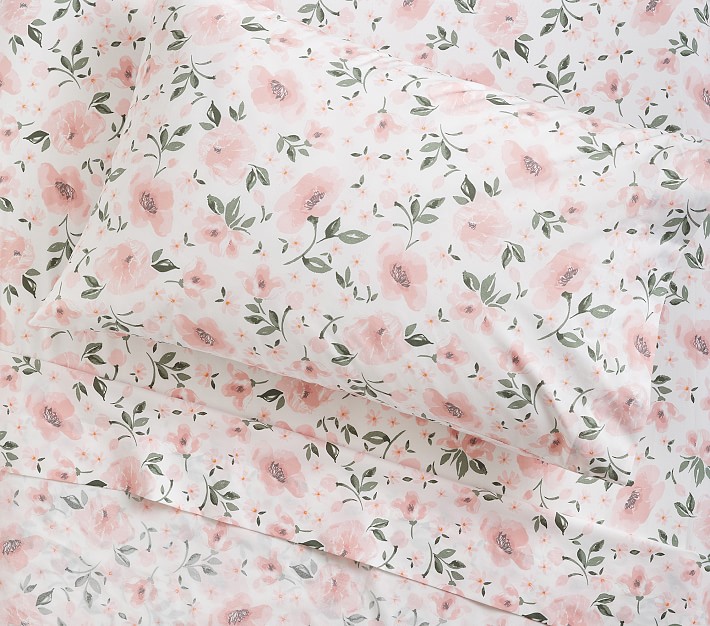 Meredith Floral Organic Sheet Set & Pillowcases | Pottery Barn Kids