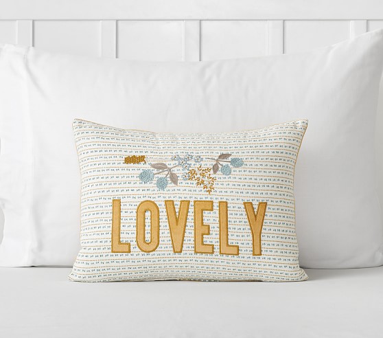 Emily & Meritt Lovely Embroidered Pillow | Pottery Barn Kids