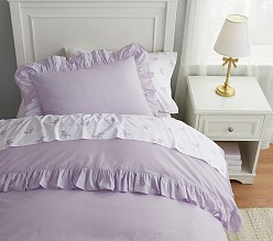 Chambray Ruffle Organic Duvet Cover & Shams