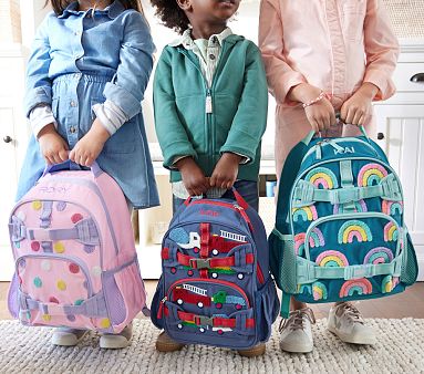 Mackenzie Turquoise Rainbows Chenille Backpacks | Pottery Barn Kids