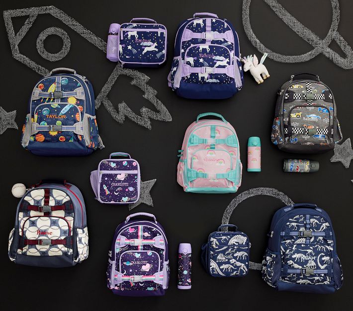 Mackenzie Pink Navy Glow-in-the-Dark Moons Girls Backpacks